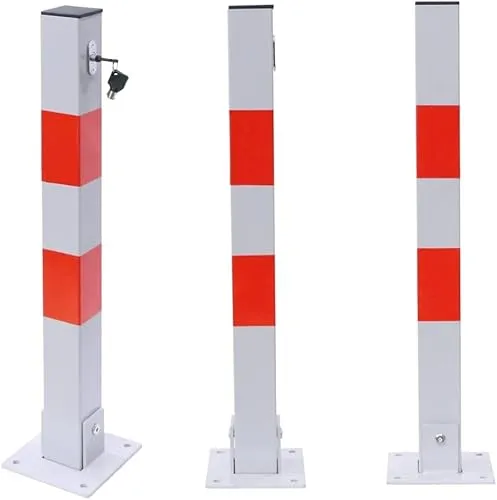 Mucola Absperrpfosten klappbar 65CM - Absperrpfosten für Parkplatzsperren, witterungsbeständig und mit robuster Pulverbeschichtung, inklusive Schlüssel und Bodenanker für sicheren Halt.