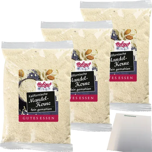 Hofgut Kalifornische Mandeln gemahlen blanchiert 3er Pack 3x100g Beutel usy