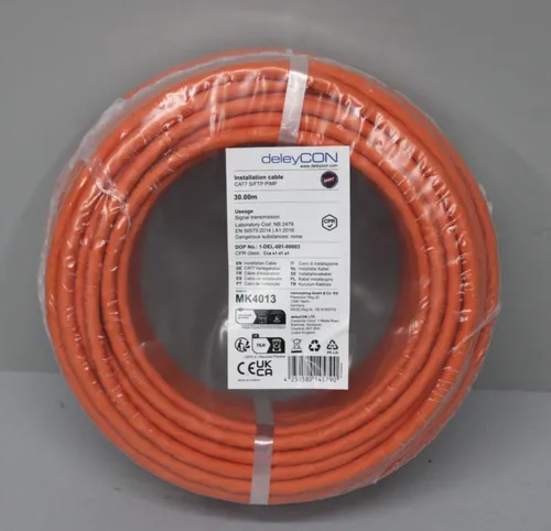 deleyCON 30m CAT 7 Verlegekabel S/FTP in orange von deleyCON