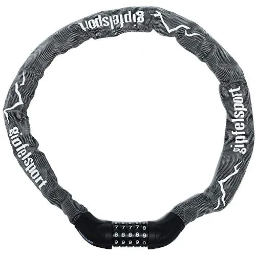 Fahrradschloss - Kettenschloss mit Zahlen I Fahrrad Zahlenschloss für Kinder und Erwachsene, grau