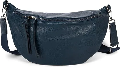 styleBREAKER Damen Halbmond Crossbody Schultertasche - Modische Damen-Schultertasche in Dunkelblau mit abnehmbarem, verstellbarem Schultergurt - vielseitig tragbar als Umhängetasche oder Crossbag.