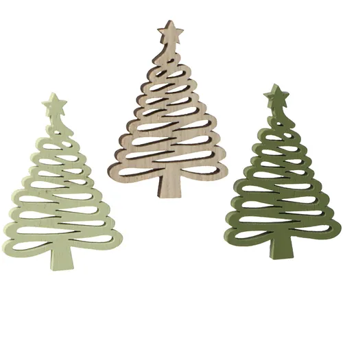 Streuteile Weihnachten Tanne Stern Grün Holz Deko 3x4,5cm 72 Stk, 72 Stück