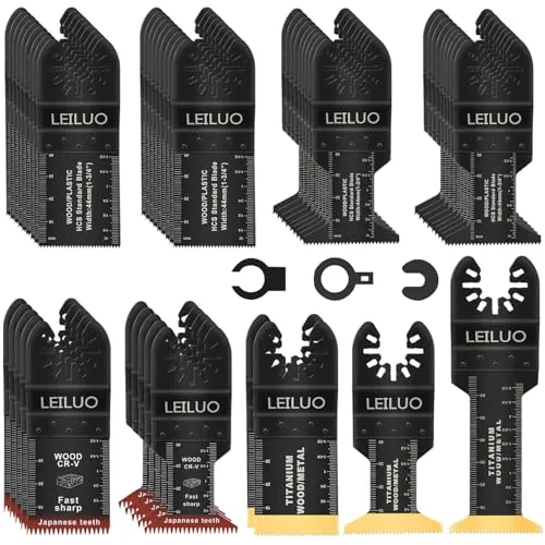 LEILUO 50-teiliges Multitool Zubehörset für Holz Nägel und Trockenbau Universelle Oszillierende Sägeaufsätze mit Aufbewahrungstasche Kompatibel mit DeWalt Makita Dremel und Mehr