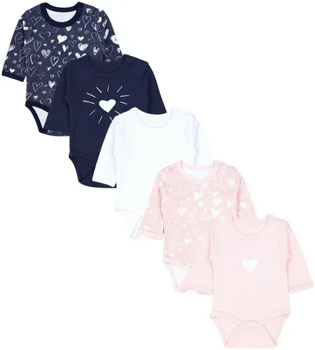 TupTam Langarmbody 5er Pack für Mädchen, blau|bunt - Baby-Wäsche aus 100% Baumwolle, besonders weich und bequem, ideal für die zarte Haut Ihres Babys.