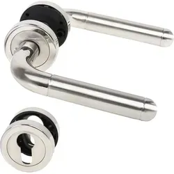 Lienbacher - Türbeschlag Türklinke Isabel Bicolor Rosettengarnitur Edelstahl Türdrücker Griff Profilzylinder