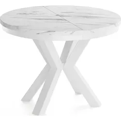 WFL Group Esstisch, Rund, 120 cm, Ecru - Moderner runder Esstisch mit ausziehbarem Design für 6-10 Personen, ideal für Dinnerpartys. Hergestellt in der EU aus kratzfestem Holzwerkstoff für Langlebigkeit.