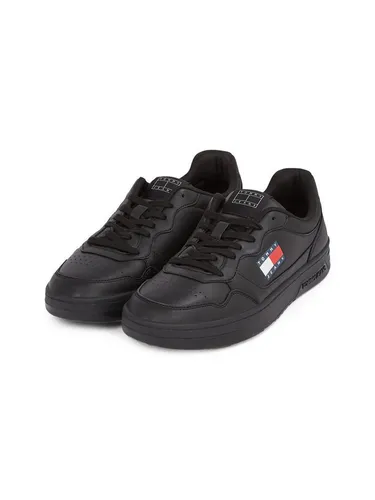 Sneaker TOMMY JEANS TJM CUPSOLE LEATHER ESS, Herren Gr. 43, schwarz - Sportliche Sneaker aus hochwertigem Leder und Textil im Basket-Look, ideal für lässige Freizeitoutfits und komfortables Tragen.