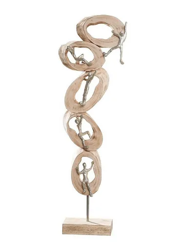 GILDE Deko Figur Skulptur Climb - Elegante Holz-Aluminium Dekofigur - Statuen - Hochwertige Dekofigur 