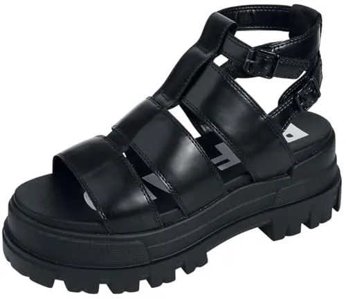 Buffalo Damen ASPHA GLD Flache Sandale - Bequeme Sandalen in Schwarz, Größe 40 EU - Wanderschuhe mit perfekter Passform dank Memory Foam für höchsten Komfort beim Gehen.
