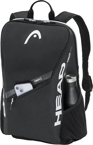 Head Rucksack Tour 25L schwarz/weiß mit Schlägerfach - Praktischer Rucksack mit 25 Litern Volumen, zwei Hauptfächern und speziellen Fächern für Schläger und Schuhe. Das reflektierende Material sorgt für Sichtbarkeit bei Dunkelheit und der schnelle Zugriff auf die Handytasche macht ihn ideal für unterwegs.