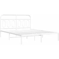 Bettgestell mit Kopfteil Metall Weiß 140x200 cm - Robustes Bettgestell aus Stahl mit elegantem Design, bietet hervorragende Rückenunterstützung und zusätzlichen Stauraum unter dem Bett für optimale Ordnung.