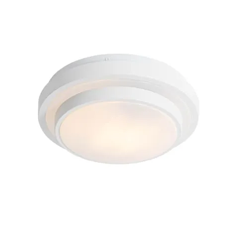 Qazqa Modern Deckenleuchte, Deckenlampe - Walden - Weiß, Rund, 25.5cm, Ideal als Badezimmerlampe und