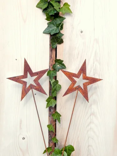 Stern 2er SET Gartenstecker Dekostecker Sterne Advent Winter Weihnachtsdeko Rost