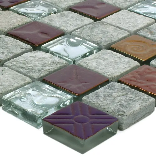 Glasmosaik Naturstein Mosaikfliesen Sheldrake Grau Silber