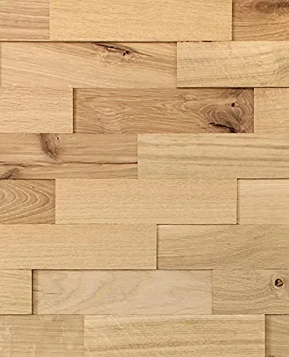 wodewa Wandverkleidung Holz 3D Optik Eiche Rustikal 1m² Wandpaneele Moderne Wanddekoration Holzverkleidung Holzwand Wohnzimmer Küche Schlafzimmer Strukturiert Natur