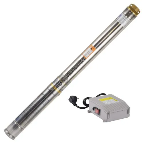 Agora-Tec® AT- 3 Zoll Edelstahl- Brunnenpumpe Tiefbrunnenpumpe 370W mit 15 m Kabel max: 5,5 bar, max: 3000l/h