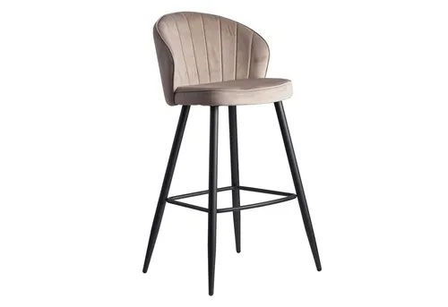 FINEBUY Barhocker FB24133 - Samt Beige mit Lehne - Skandinavischer Barhocker, 110 kg belastbar, mit komfortablem Samtbezug und stabilen Eisenbeinen für sicheren Halt. Ideal für Küche oder Bar, in verschiedenen Farben erhältlich.