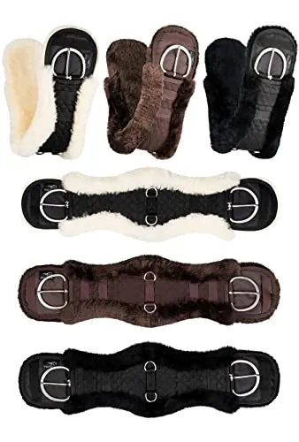 Equinate Westerngurt Classical 80cm - Anatomischer Sattelgurt mit echtem Lammfell - Reitgurte mit breitem Schnitt für optimale Druckverteilung und besonders anschmiegsamem, waschbarem Lammfell für höchsten Komfort.