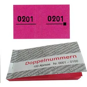 WolfundAppenzeller Nummernblock Doppelnummern 750054, rot, Nummern 1 - 500, 5 Blöcke à 100 Abrisse