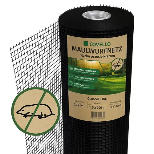 Covello Maulwurfnetz 1,5 x 200 m – 25 g/m², 16x18 mm Maschenweite, Classic Line