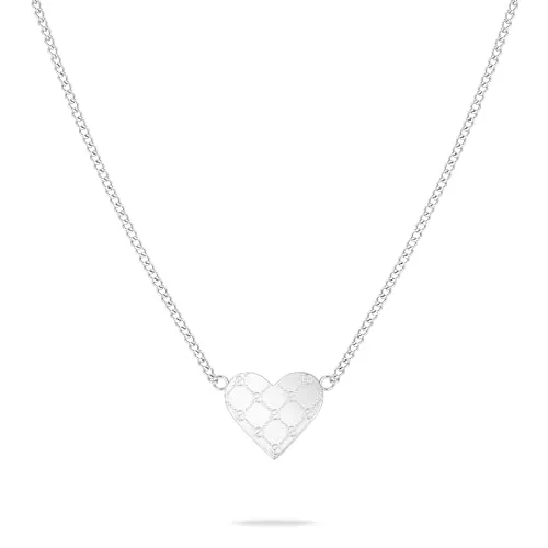 Tamaris Halskette TJ-0525-N-45 Silber - Elegante Herzkette - Ketten für Damen, hochwertige Edelstahl-Halskette mit Logomania Prägung, ideal als Geschenk für besondere Anlässe.