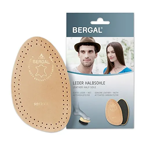Bergal Damen Leder Halbsohle aus naturbelassenem Leder mit Latexschaum und Aktivkohle. braun Gr. 37