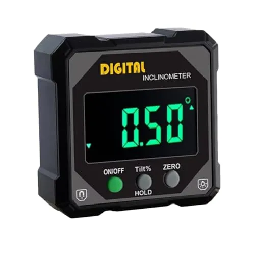 Yzzthumss Digitaler Neigungsmesser IP54 360° Digitaler Winkelmesser Mini-Messgerät Elektronischer Schrägwinkelmesser mit Magnetfuß