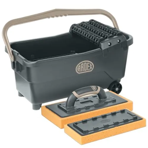 ARDEX Waschset Pro - Wascheimer mit Bodengitter inkl. 2x Waschschwämme + Clip-on-Griff