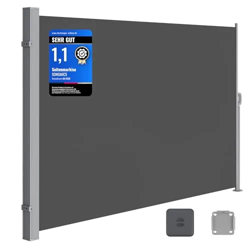SONGMICS Seitenmarkise 160 x 350 cm in grau von SONGMICS
