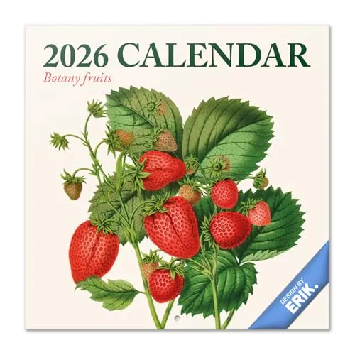 Grupo Erik Kalender 2026 Wandkalender Botanik Früchte Kalender 2026 Familienplaner 30 x 30 cm 12 Monate + Letzten 4 Monate 2025 auf einer Seite - Offizieller Fanartikel Merch