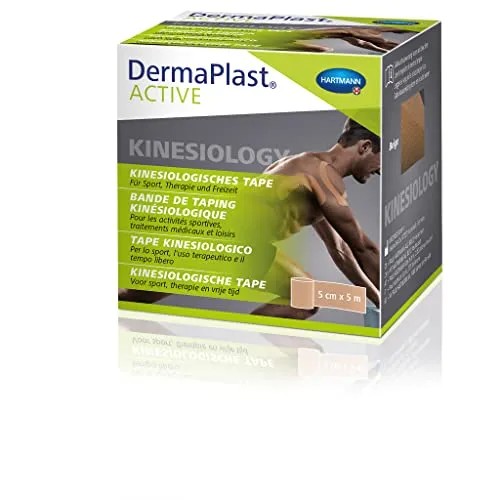 DermaPlast ACTIVE Kinesiology Tape: Kinesiologisches Tape zur unterstützenden Behandlung und Prävention bei Sportverletzungen; beige 5cm x 5m