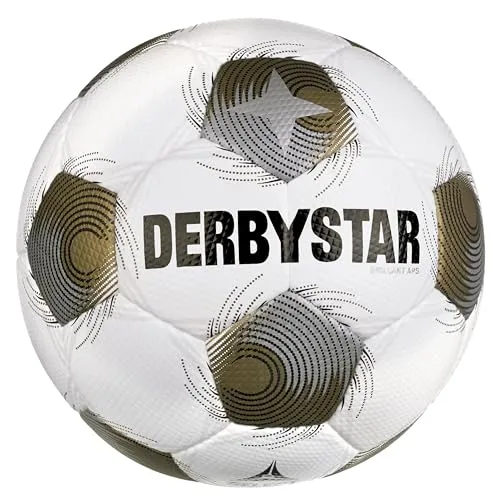 Derbystar Brillant APS v25 – Handgenähter FIFA QUALITY PRO Fußball - Turnierbälle für Fußball mit optimaler Aerodynamik und nachhaltiger Rundheit. Extrem weicher Ballkontakt und lebendiges Sprungverhalten durch hochwertige Materialien.
