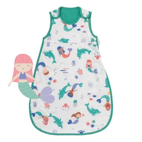 schlummersack Schlafsack Baby Sommer 90 cm dünn Meerjungfrau | Babyschlafsack Frühling | Sommerschlafsack 1.0 TOG