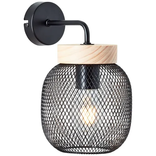Brilliant Wandleuchte Giada - Moderne Wandlampe in schwarz/holz, 26,5 cm hoch, mit dimmbarer E27 Fassung für individuelle Lichtgestaltung im Innenbereich.
