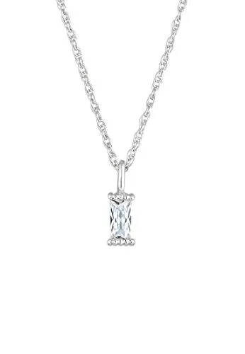 Elli Halskette Silber 925 mit Solitär Zirkonia Stein für Damen, 45 cm - Elegante Elli Halskette aus 925er Sterling-Silber, anlaufgeschützt. Funkelnder Solitär Zirkonia Anhänger (6mm x 3mm) für zeitlose Schönheit. Ideal als Geschenk für besondere Anlässe.