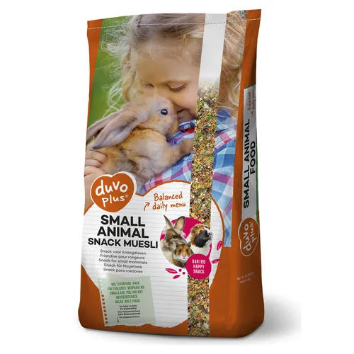 Duvo+ Kleintier Snack Müsli 18 kg - Leckeres Nagerfutter - Ideales Futter für Kleintiere, ausgewogene Mischung für eine gesunde Ernährung. Praktische 18 kg Packung für langanhaltenden Genuss.