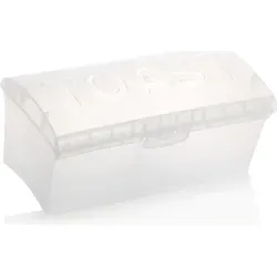 com-four® Toastbrotbox - Brotkasten für Toastbrot - Brotdose für Sandwichtoast - Toast Box aus transparentem Kunststoff - Weiß/Transparent