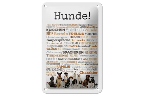 Blechschild Tiere 12x18 cm Hunde Hundebegriffe Deko Schild