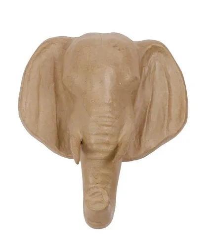 décopatch Elefantenkopf aus Pappmaché 36cm - Partydekoration, individuell gestaltbar mit Décopatch-Papier oder Acrylfarbe für kreative Deko-Ideen.