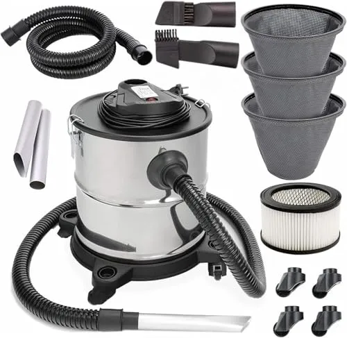 Sellnet Aschesauger 20L - 1650W Kaminsauger mit Dual-Filtersystem, ideal für effizientes Reinigen von Kaminöfen und Grills