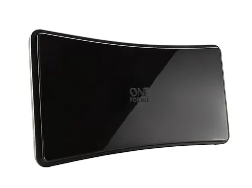 One for All DVB-T2 Curved Antenne 5G black - DVB-T/T2-Antennen mit innovativem Curved Design für optimalen Empfang und 5G-Kompatibilität, ideal für störungsfreies Fernsehen.