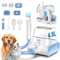 Tierhaarpflege-Set 5-in-1 mit Absaugung für Hunde und Katzen