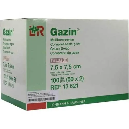 GAZIN Mullkomp.7,5x7,5 cm steril 8fach 50X2 St