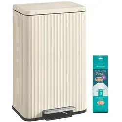 SONGMICS Abfalleimer aus Stahl mit Softclose, 50 Liter für die Küche - Moderner Mülleimer in Creme, mit Softclose-Funktion für leises Schließen. Ideal für eine stilvolle und praktische Küchenorganisation.