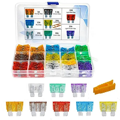 AHL 150 Stück Standard sicherungen kfz flachsicherung kfz auto sicherheit auto sicherungen set 5A 7.5A 10A 15A 20A 25A 30A 35A mit 1 Sicherungszieher