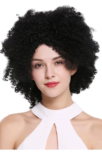 Perücke Damenperücke kraus gelockt Afro Locken Karibik Volumen voluminös schwarz