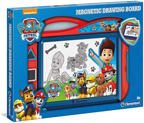 Clementoni 15112 Zaubertafel Paw Patrol, magnetische Maltafel zum Zeichnen und Malen, lösch- & wiederverwendbar, mit 3 Schablonen, Kreativspielzeug für Kinder ab 4 Jahren, Blau/Rot
