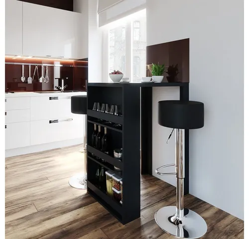 Vicco Bartisch Anthrazit 57 x 80 cm - Stylischer Bartisch in Anthrazit, robust und ideal für moderne Wohnräume. Mit Ablagefächern und fest montierter Tischplatte für optimalen Komfort.