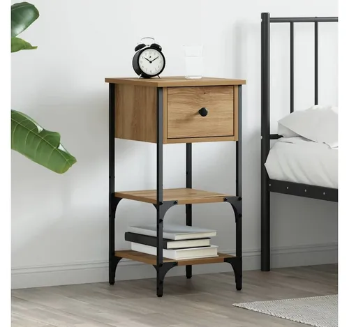 furnicato Nachttisch Modern 33,5x36x70 cm aus massivem Holz - Stylischer Nachttisch für jedes Schlafzimmer. Mit 1 Schublade und 2 Regalen bietet er praktischen Stauraum und überzeugt durch hochwertige Verarbeitung aus massivem Holz.