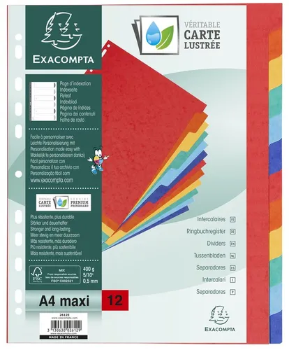 EXACOMPTA Karton-Register DIN A4+ Überbreite 12-teilig